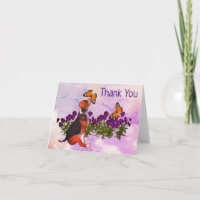 Papillons beagles Fleurs Carte de remerciements