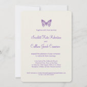 Papillons blanc pourpre crème invitations mariage (Dos)