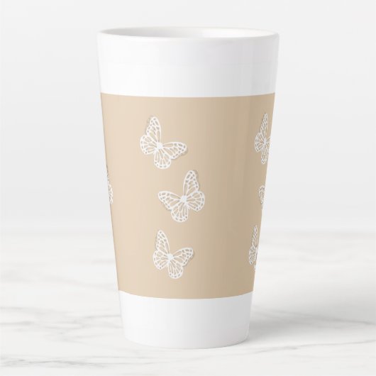 Papillons blancs Accueil Décor Latte Mug (Devant)