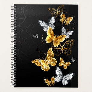 Papillons blancs et dorés