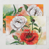 Papillons blancs et rouges Carte Saint Valentin (Devant / Derrière)