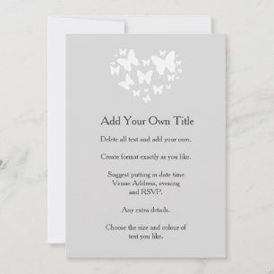 Papillons blancs sur une invitation grise douce