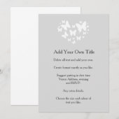 Papillons blancs sur une invitation grise douce (Devant / Derrière)