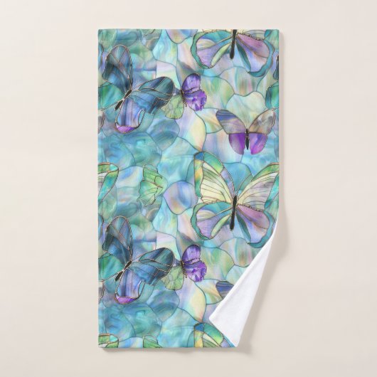 Papillons bleu pourpre turquoise (Serviette à main)