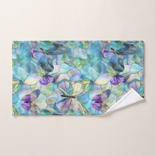 Papillons bleu pourpre turquoise (Serviette à main)