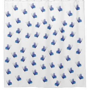 Papillons bleus Aquarelle Art Douche rideau