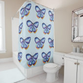 Papillons bleus art Douche rideau (En situation)