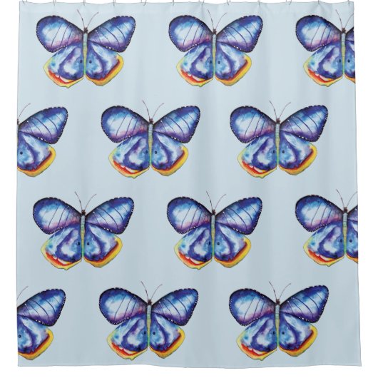 Papillons bleus art Douche rideau (Devant)