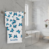 Papillons bleus Ensemble de serviettes de bain