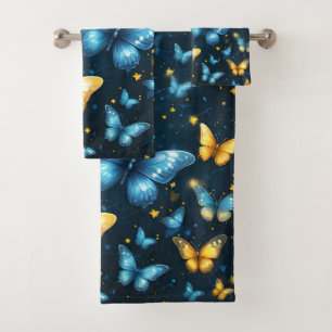 Papillons Bleus Et Jaunes Volant,