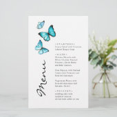 Papillons bleus. Menu mariage moderne et élégant (Debout devant)