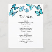 Papillons bleus. Menu mariage Whimsical Boissons (Devant)