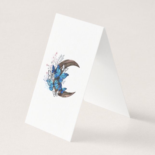 Papillons bleus sur croissant en bois (Back)