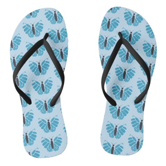 Papillons bleus sur des tongs bleu clair (Semelle)