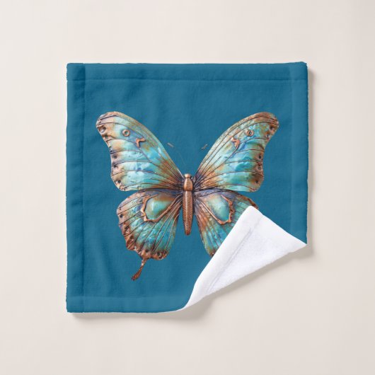 Papillons bleus turquoise (Gant de toilette)