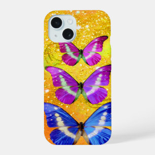 PAPILLONS BLEUS VIOLETS ROSE EN JAUNE OR