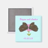 Papillons brun Enregistrer la date Mariage Aimants (Recto/Verso)
