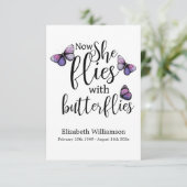 Papillons - Carte de souvenir funéraire (Debout devant)