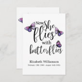 Papillons - Carte de souvenir funéraire (Devant / Derrière)