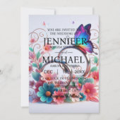 Papillons classiques Invitations de mariage (Devant)