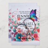 Papillons classiques Invitations de mariage (Devant / Derrière)