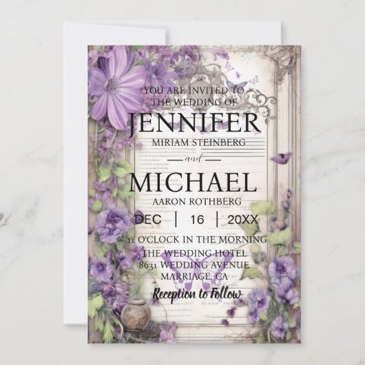 Papillons classiques Invitations de mariage (Devant)