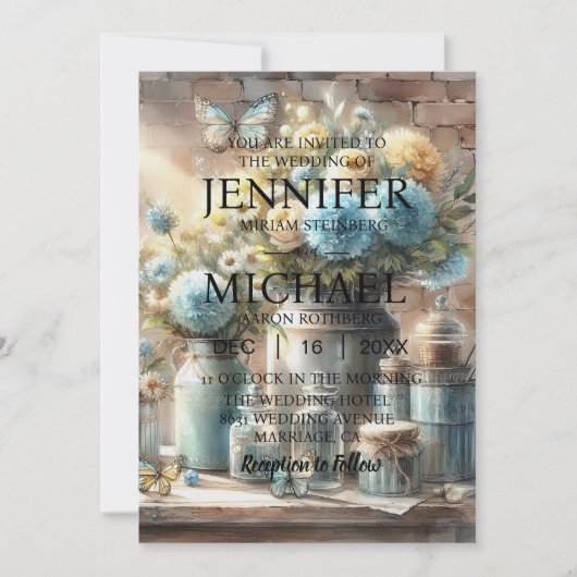 Papillons classiques Invitations de mariage (Devant)