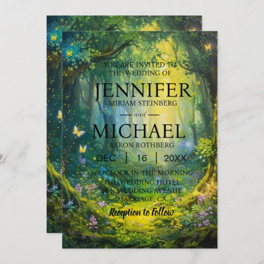 Papillons classiques Invitations de mariage (Devant / Derrière)