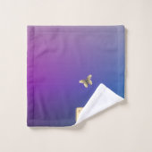 Papillons, Coeurs Roses Tour bleu rayonnant (Gant de toilette)