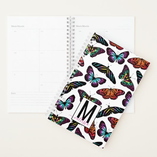 Papillons colorés Aquarelle Motif Monogramme (Devant avec enveloppe)