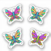 Papillons Colorés Autocollants Fantaisie (Devant)