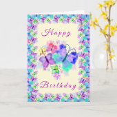 Papillons colorés Bonne carte d'anniversaire print (Fleur jaune)
