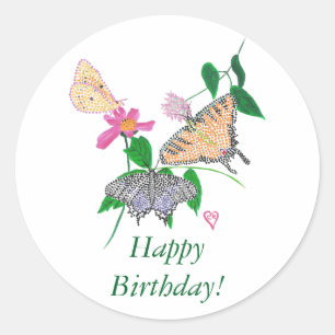 Papillons colorés Joyeux Stickers Anniversaire