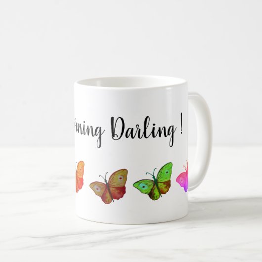 Papillons colorés Mug texte (Devant droit)