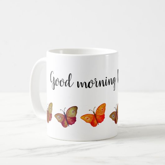 Papillons colorés Mug texte (Devant gauche)