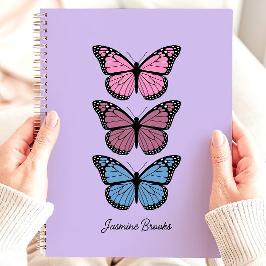 Papillons Colorés Nom Personnalisé Violet
