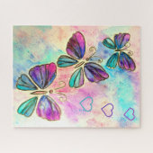 Papillons colorés Puzzle avec Coeurs (Horizontal)