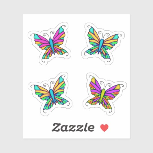 Papillons colorés Stickers fantaisie (Feuille)