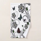 Papillons colorés sur Fleurs blanches (Serviette à main)