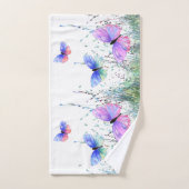 Papillons colorés volant dans la nature Printemps  (Serviette à main)