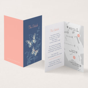 Papillons corail bleu mariage plan détaillé