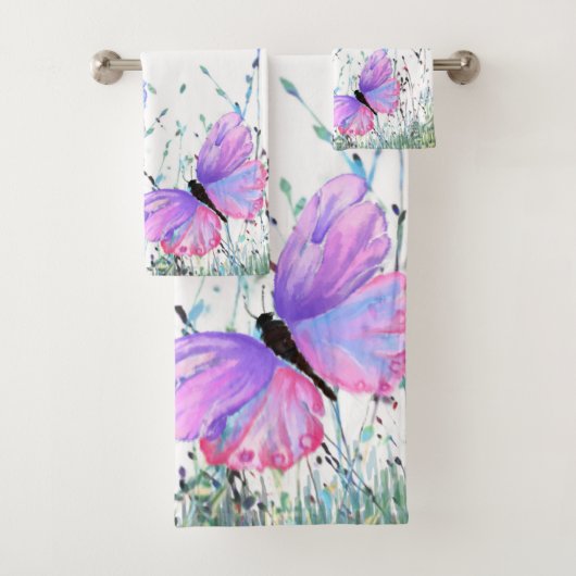 Papillons couleur printemps Flying Bath Serviette  (En situation)