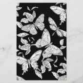 Papillons croqués noirs et blancs Papeterie (Dos)