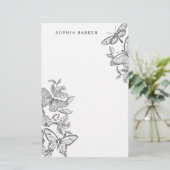 Papillons croqués noirs et blancs Papeterie (Debout devant)