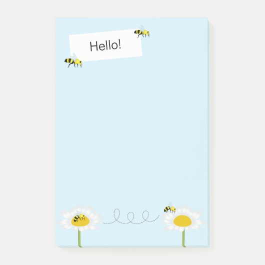 Papillons d'abeille sur des notes Post-it - Fond b (Devant)