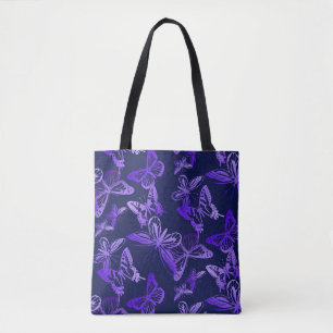 Papillons dans le sac fourre-tout violet