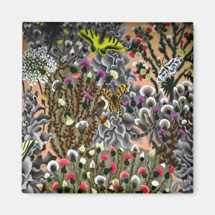 Papillons dans les saules vintage aimant d'illustr