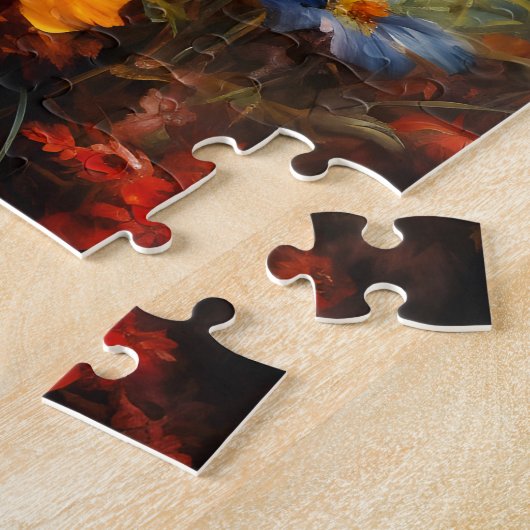 Papillons dans un puzzle de jardin (Côté)
