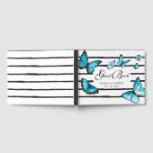 Papillons d'aquarelle bleu Mariage Livre d'or (Complet)