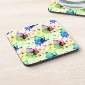 Papillons d'aquarelle Dessous de verre à dos de li (Côté gauche)